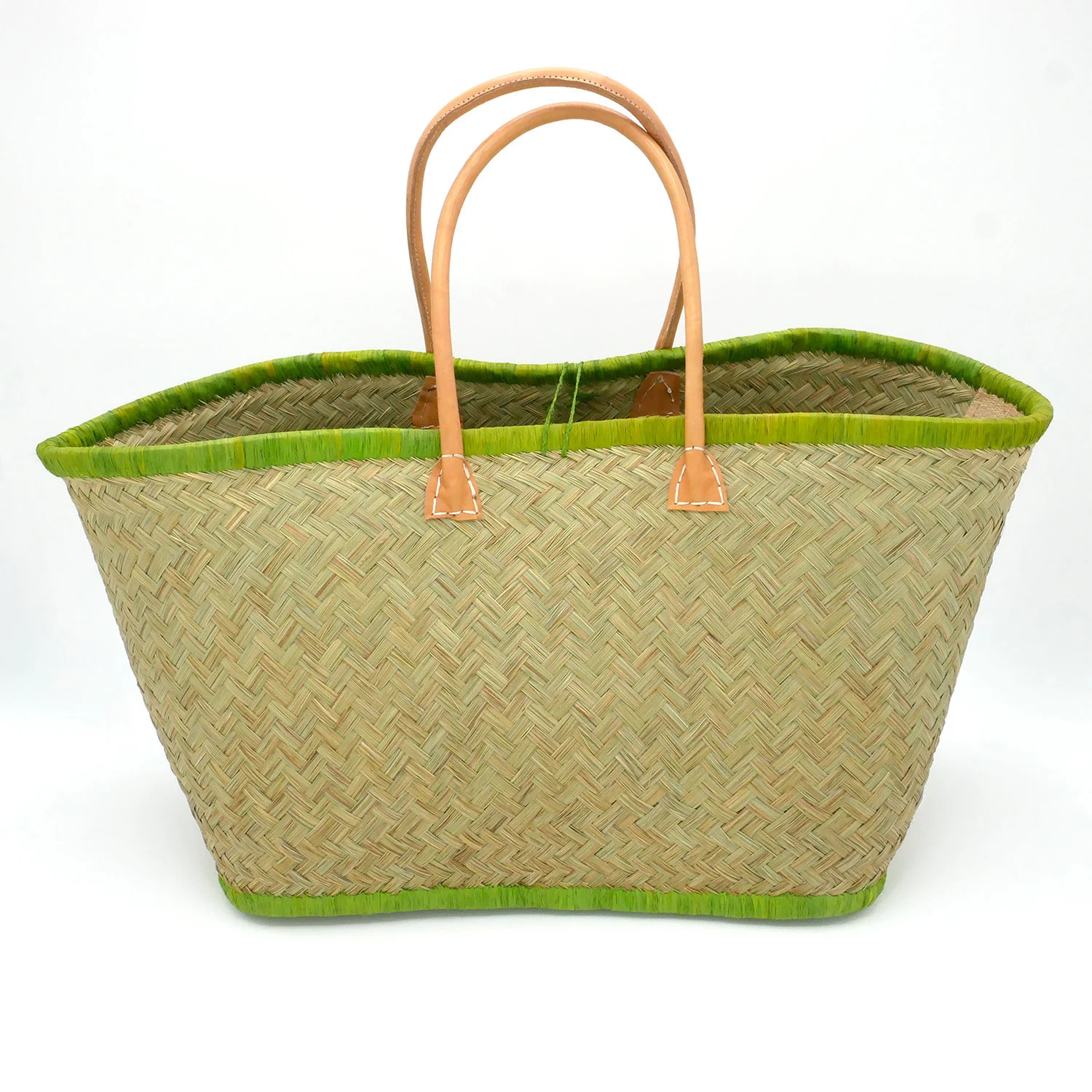 Panier artisanal de Madagascar - Good Vibes GM Vert anis