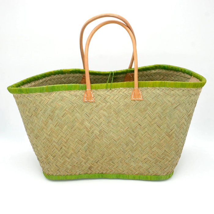 Panier artisanal de Madagascar - Good Vibes GM Vert anis