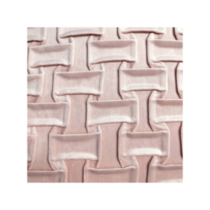 Coussin carré 45 x 45 cm velours rose motif géométrique déhoussable - ROS