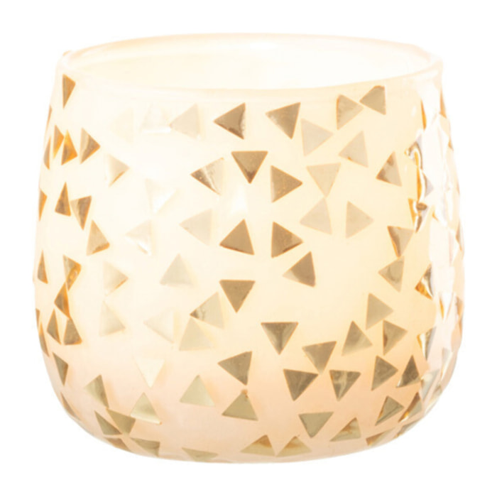 J-Line bougeoir Triangle - verre - blanc/or - small - 4 pcs