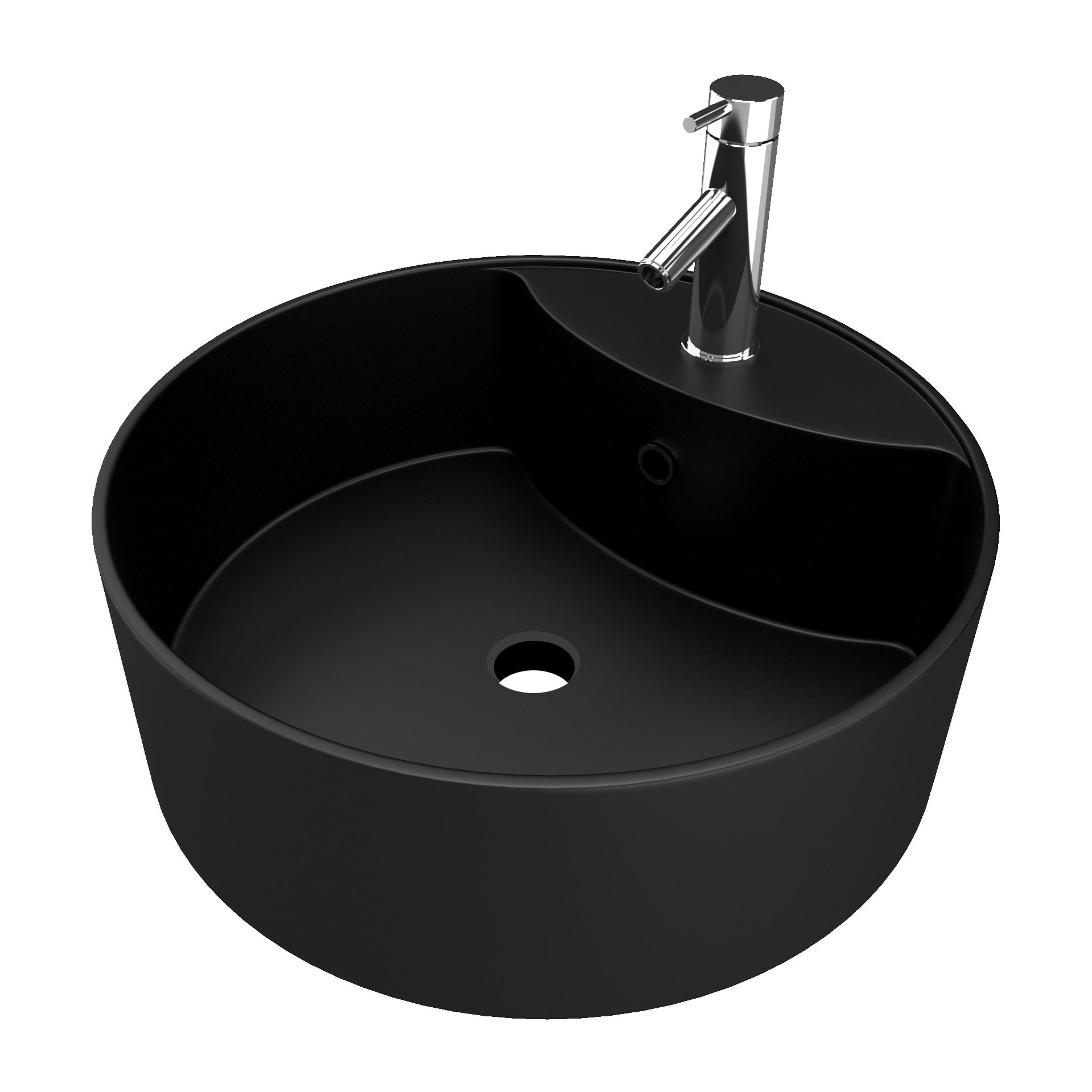 Vasque à poser ronde en céramique noire - diamètre 41cm - hauteur 15cm - ROLL ON DARK