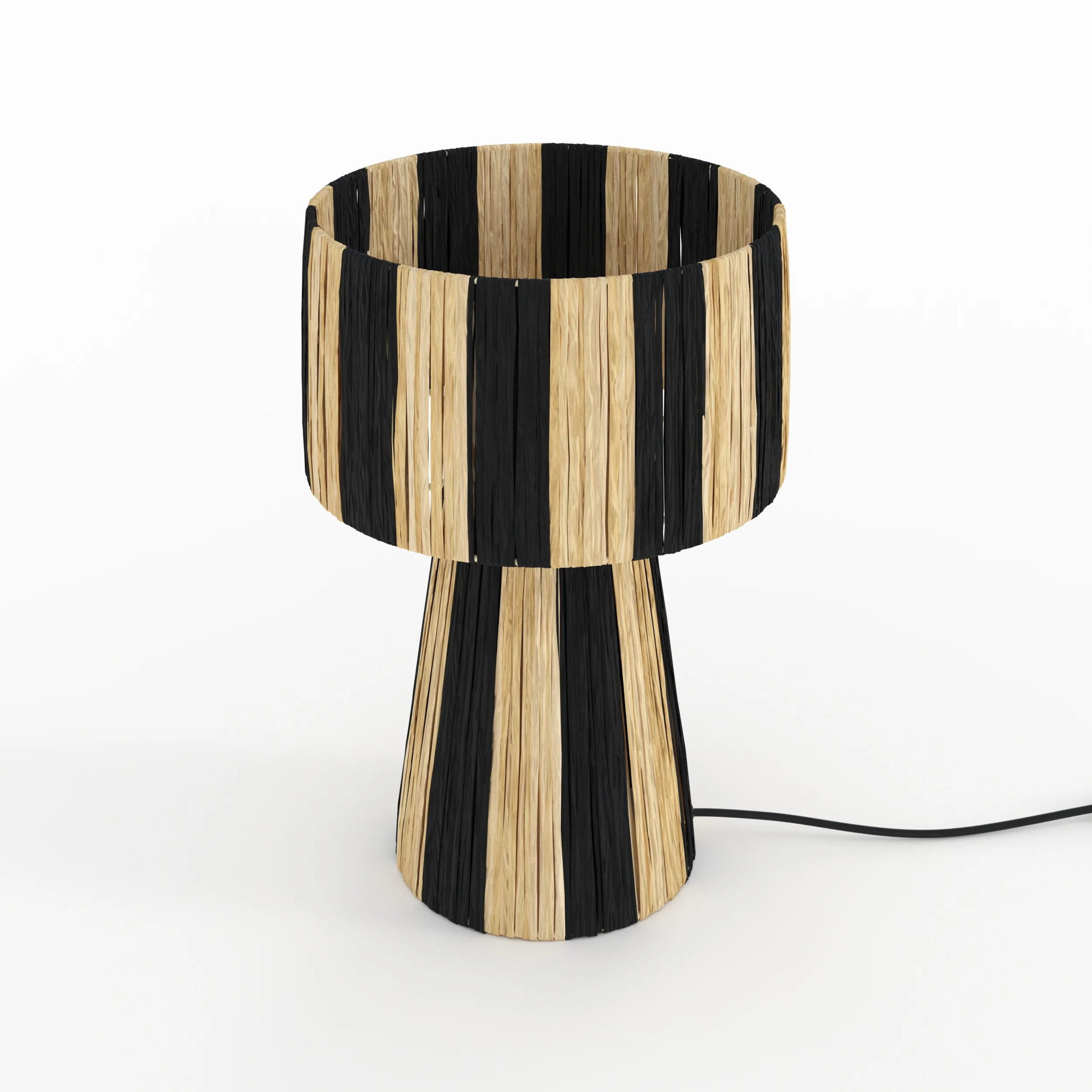 Lampe rayée noire en feuille de palmier - Soléa