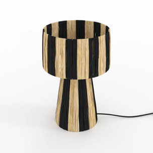 Lampe rayée noire en feuille de palmier - Soléa