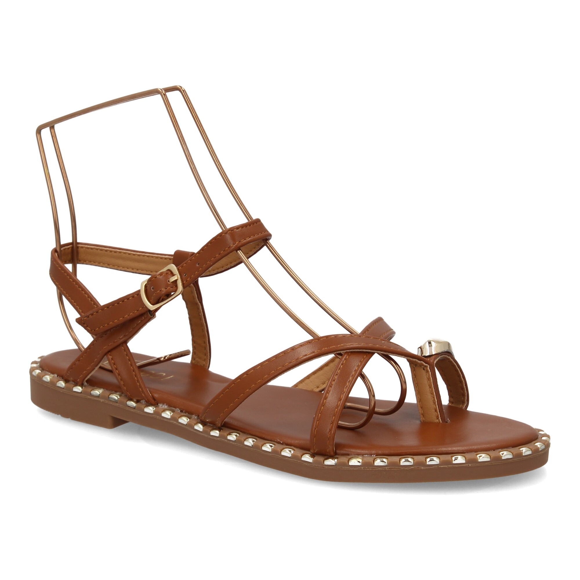 Sandalia plana mujer elegante verano con tachuelas