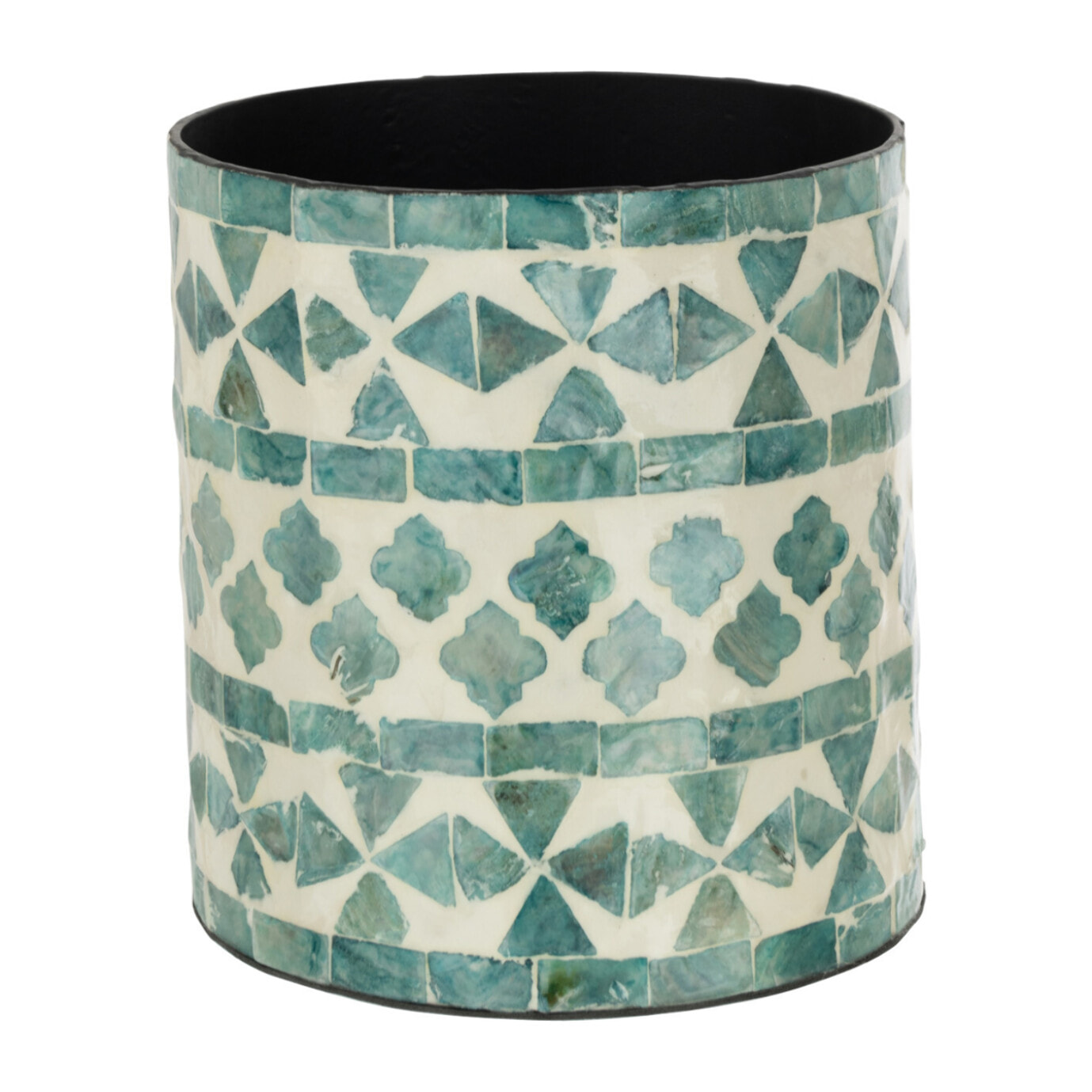 J-Line cache-pot Perle - rotin - azur - Ø 14 cm