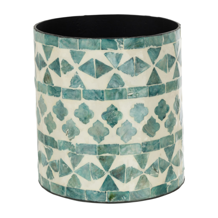 J-Line cache-pot Perle - rotin - azur - Ø 14 cm