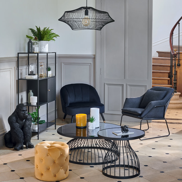 Table d'appoint "Kushi" noir D55cm