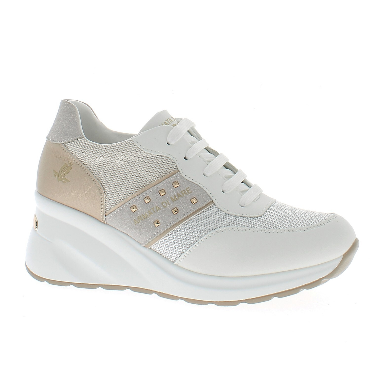 Armata di Mare Scarpe Donna Sneakers Casual con Soletta in Memory Foam AMD S61H15 White Lt Gold