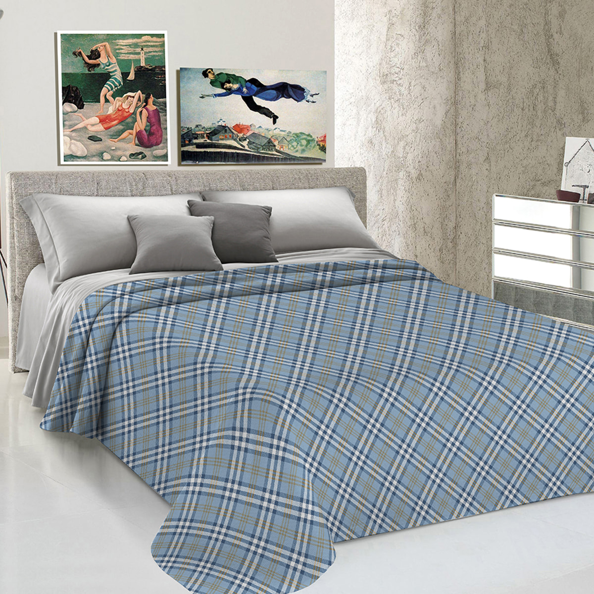 Copriletto di cotone scotty azzurro