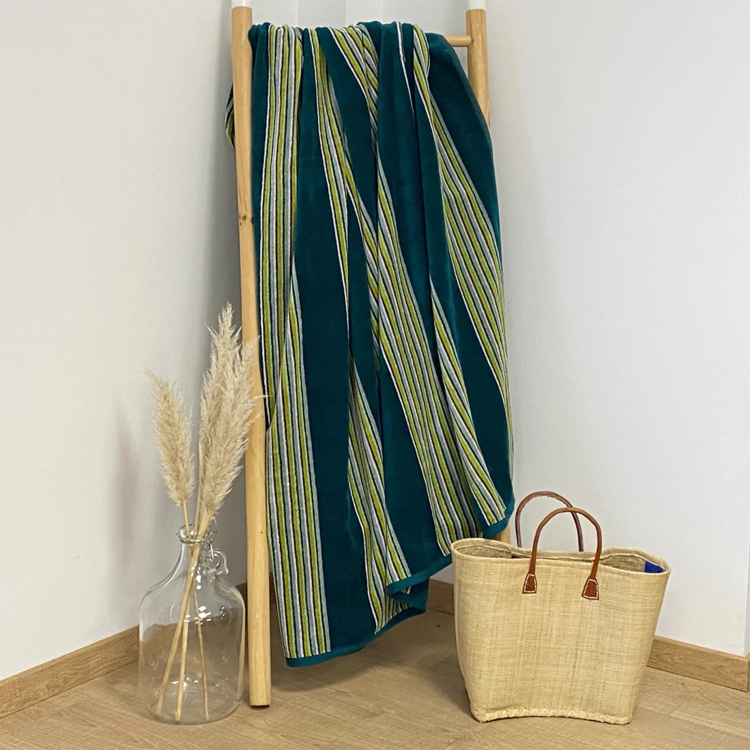 Serviette de plage éponge velours Jacquard - Milonga Lake - 90x170cm - 400g/m²