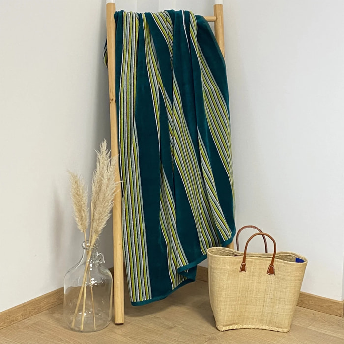 Serviette de plage éponge velours Jacquard - Milonga Lake - 90x170cm - 400g/m²