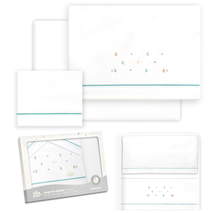 Triptico Minicuna Estrella Luna Multicolor Bco/Verde