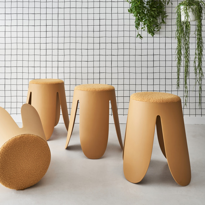 Tabouret empilable bouclette texturée (lot de 4) NIKI