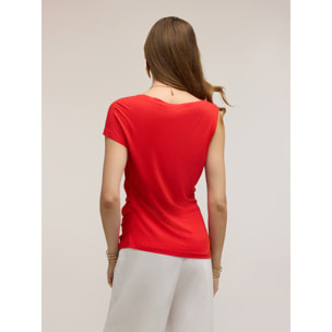 Motivi - Top asimmetrico con drappeggio - Rosso