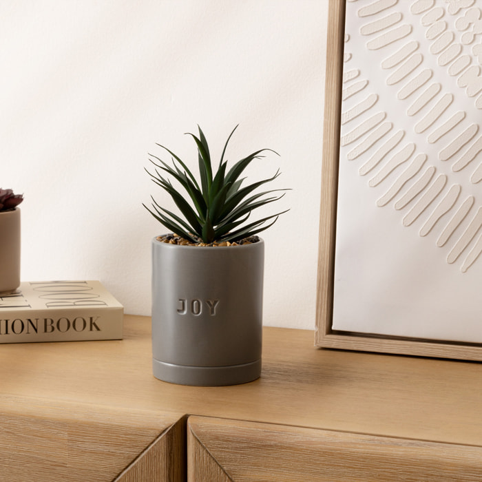 Plante artificielle en pot en céramique H20cm bleu gris