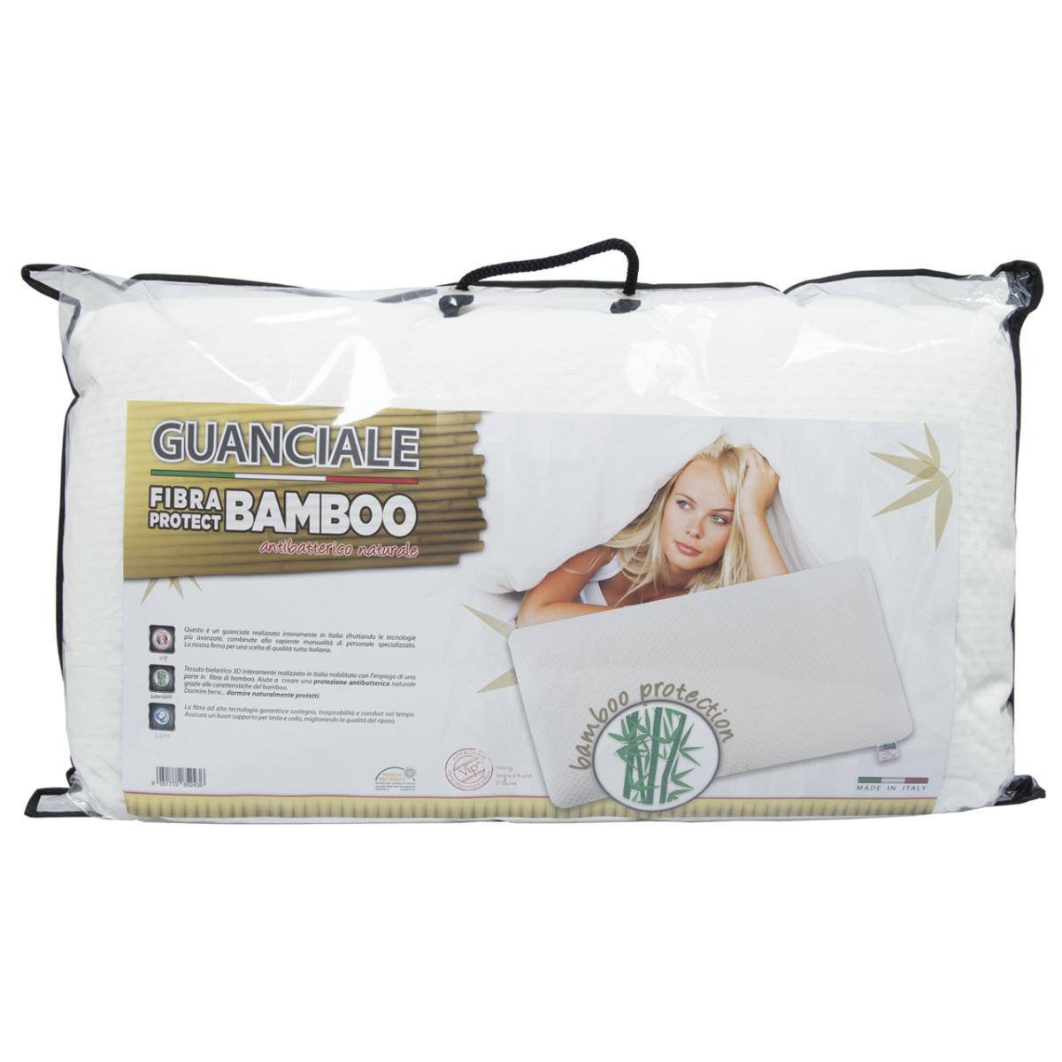 Guanciale Cuscino Letto Anallergico Fibra Protect Bamboo