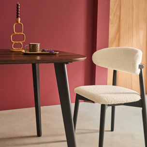 Table à manger carrée effet noyer pieds métal noir 4 places