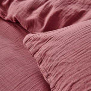 Housse de couette unie en gaze de coton lavée, TENDRESSE, Rose Canyon