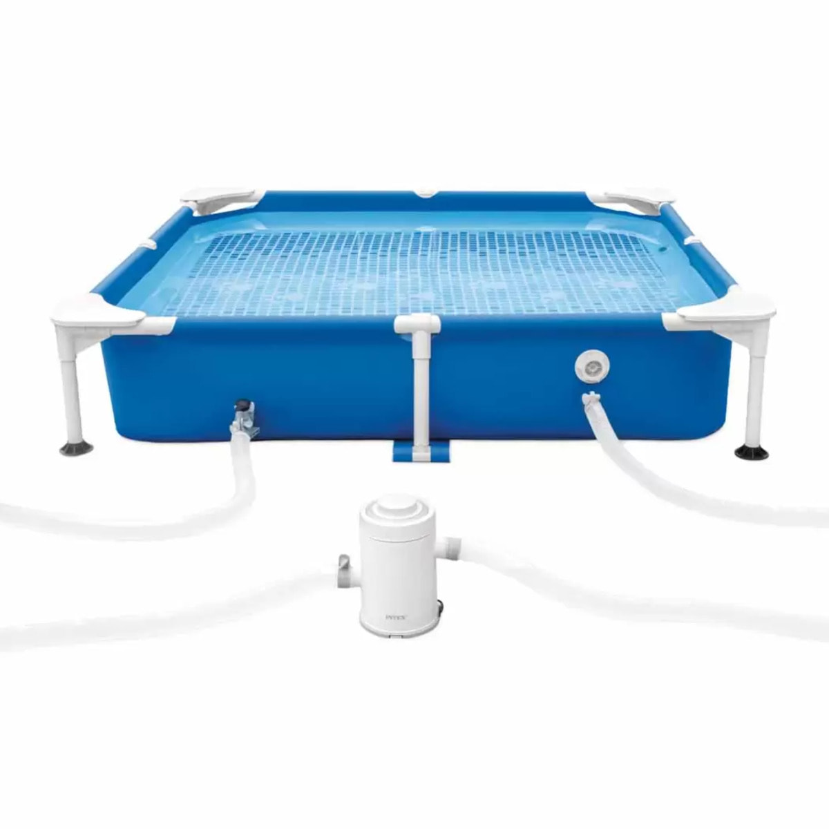 Intex 48402NP - Piscina Fuori Terra Quadrata per Cani, con Pompa Filtro 1136 L/h, 152x152x30 cm