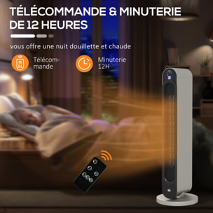 Chauffage soufflant oscillant 1100/2200 W - mini radiateur céramique PTC - télécommande incluse - chauffage d'appoint gris noir