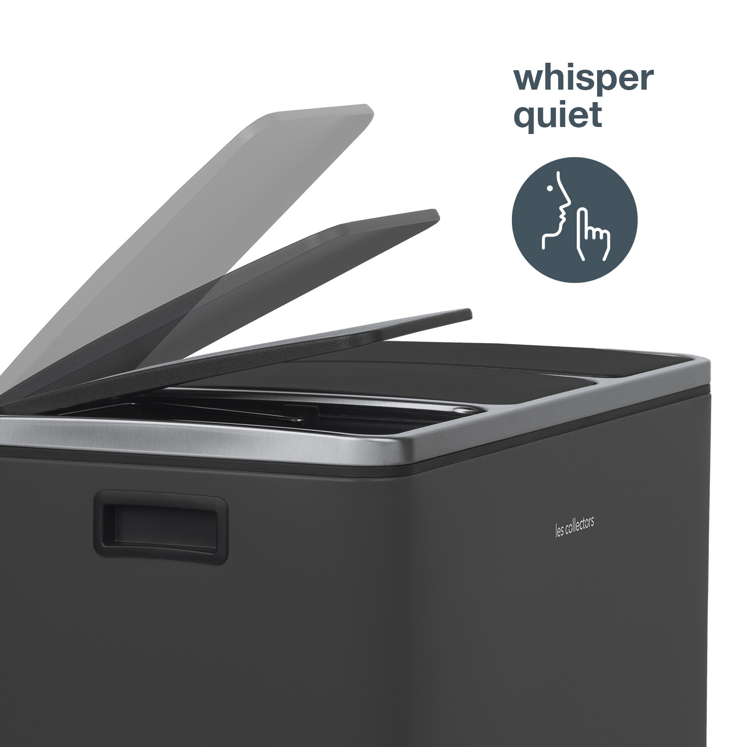 Les Collectors Nº990 – Papelera con pedal de 3 compartimentos, 54L, gris antracita