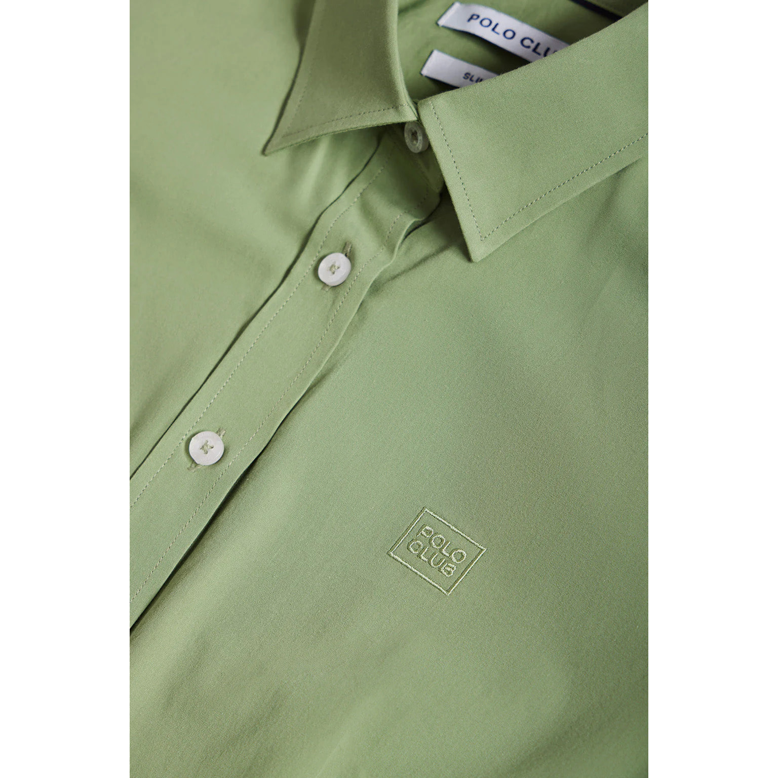 Camisa verde Slim fit de popelín con logo