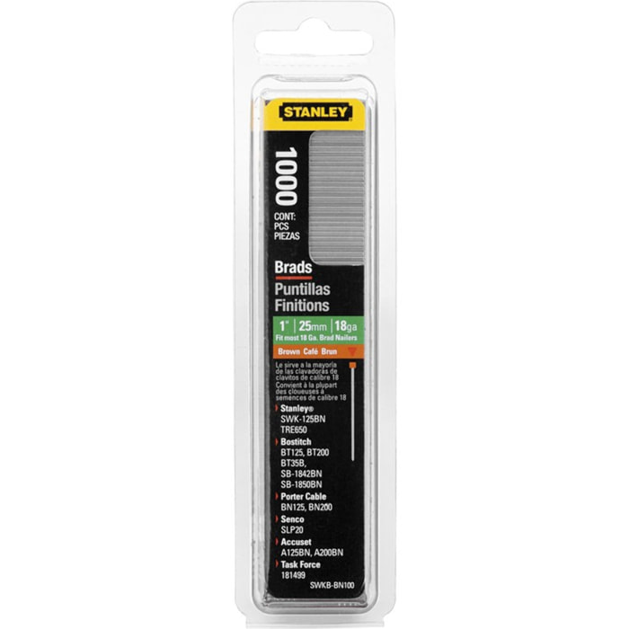Boîte 1000 clous 18GA 8/300/E/J STANLEY - 1'- 25 mm - 1-SWK-BN100T