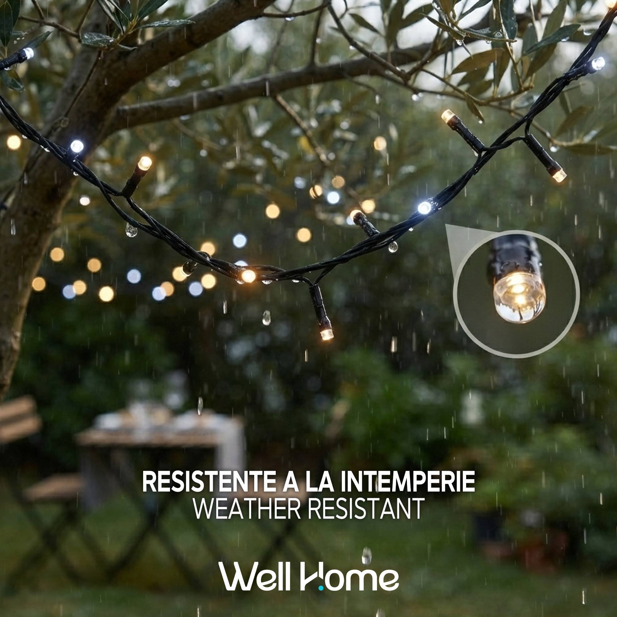 Guirnalda snake de luces led blanco y blanco cálido con efecto cascada con 15 funciones y temporizador