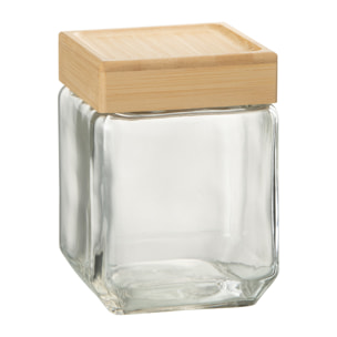 J-Line pot de conservation Louis - verre/bambou - transparent/naturel - medium
