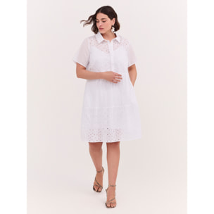 Fiorella Rubino - Vestido con volantes Smile en color sangallo - Blanco