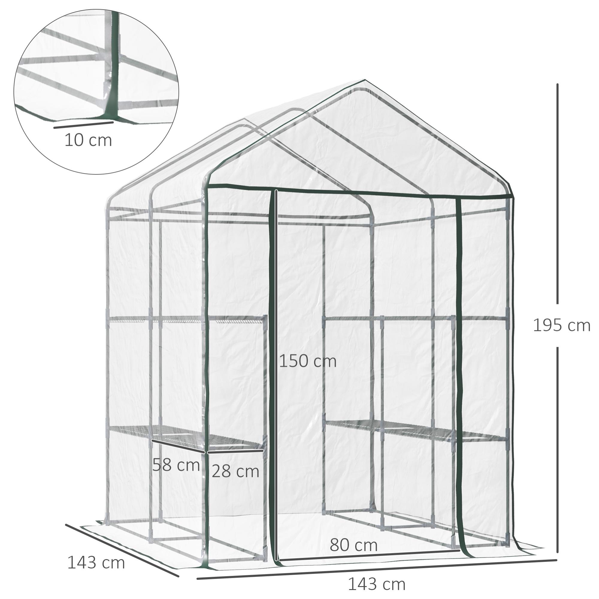 Invernadero Transparente de Jardín Vivero Casero Plantas 3 Pisos 143x143x195cm