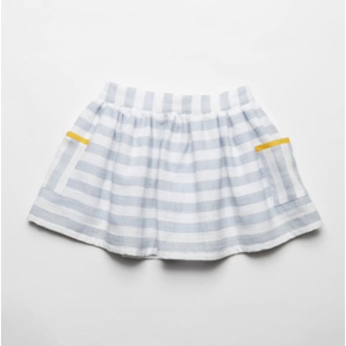FALDA A RAYAS GRIS Y BLANCO CON BOLSILLOS