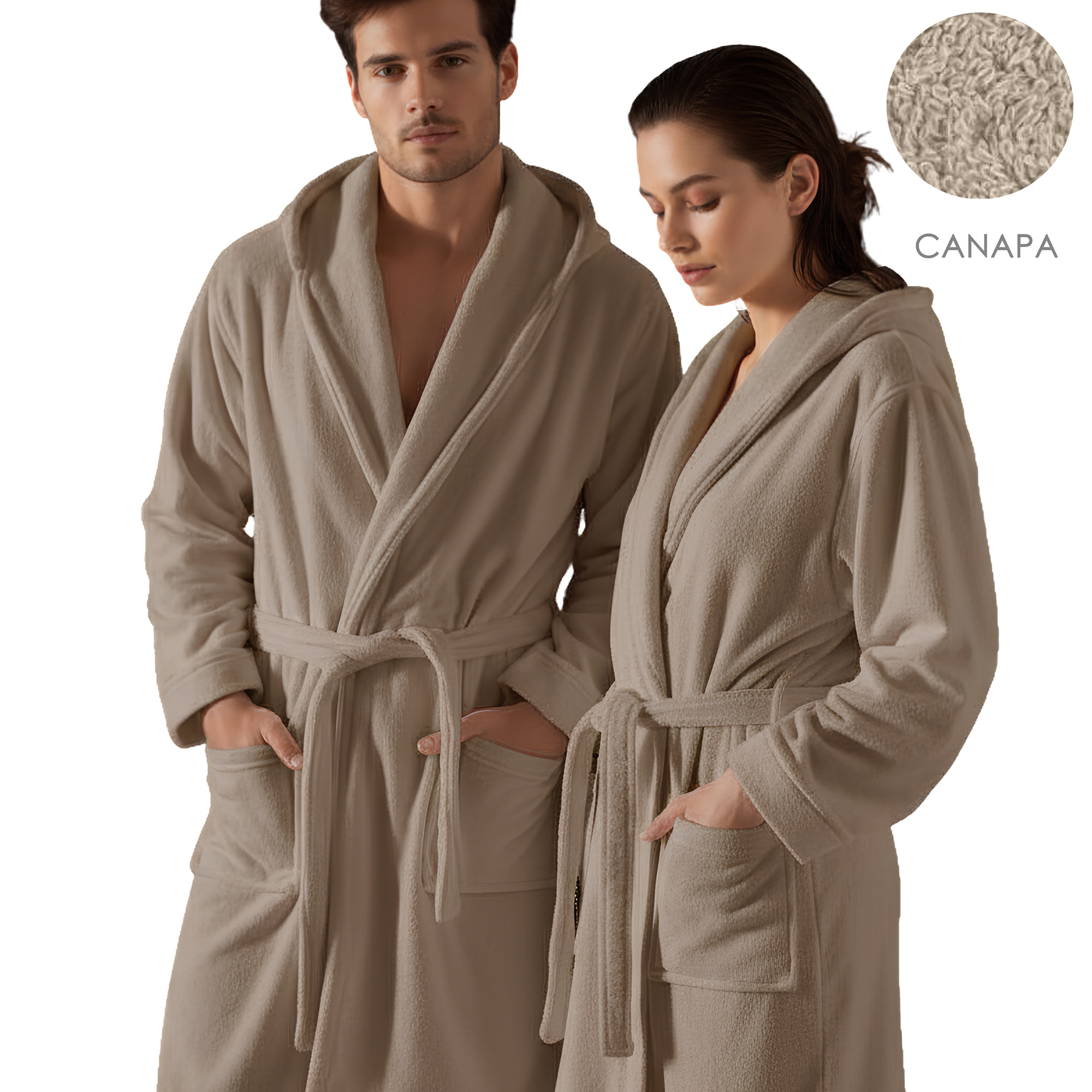 Accappatoio unisex con cappuccio e tasche