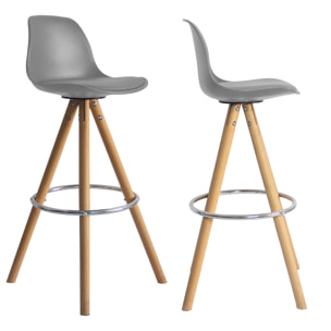 Lot de 2 tabourets scandinaves TOBIAS gris avec coussin