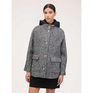 Motivi - Plumífero bimaterial con capucha - Negro