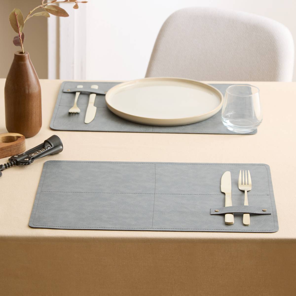 Set de table rectangulaire Glenn 30x45cm gris