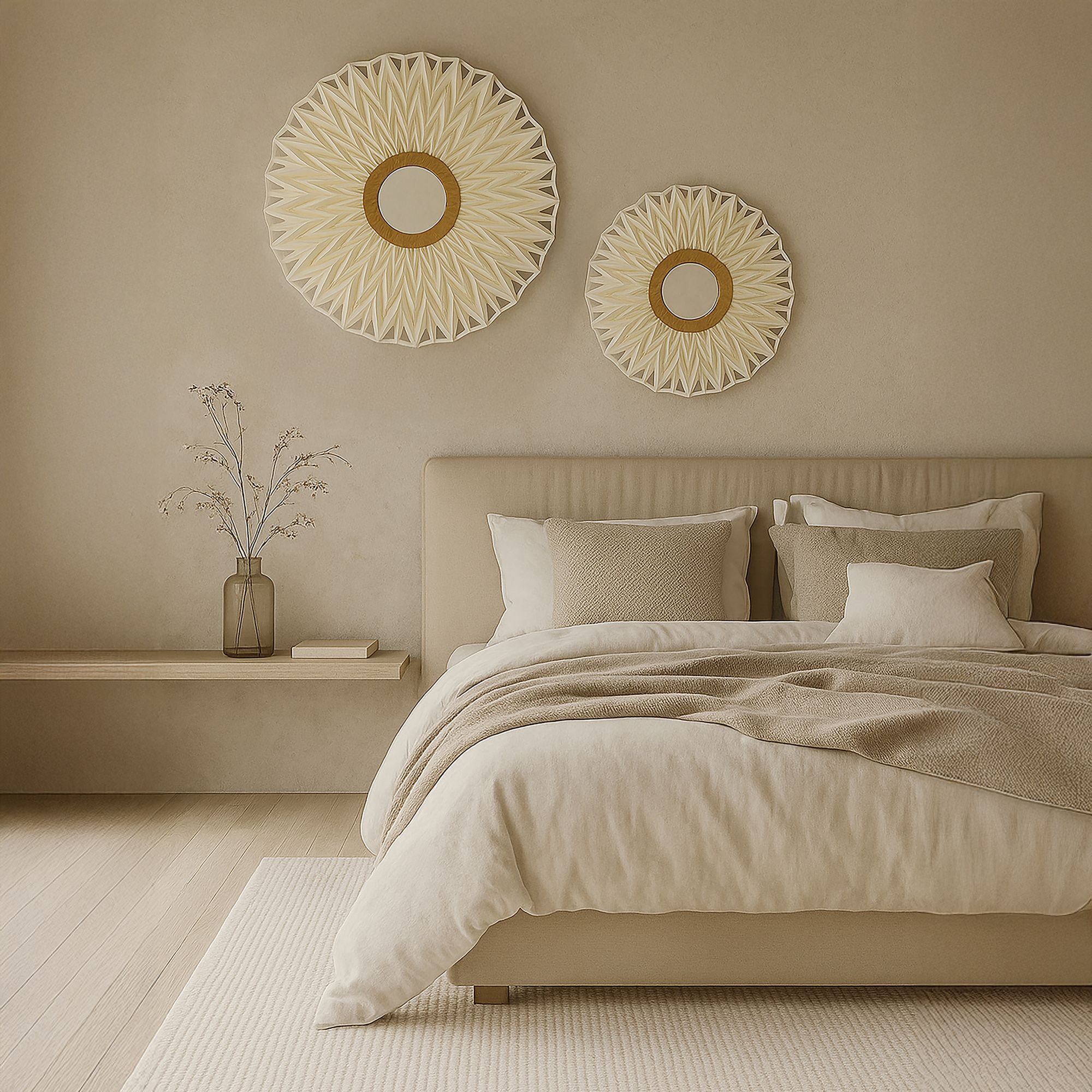 Applique en tissu blanc cassé avec miroir 40cm MATAHARI