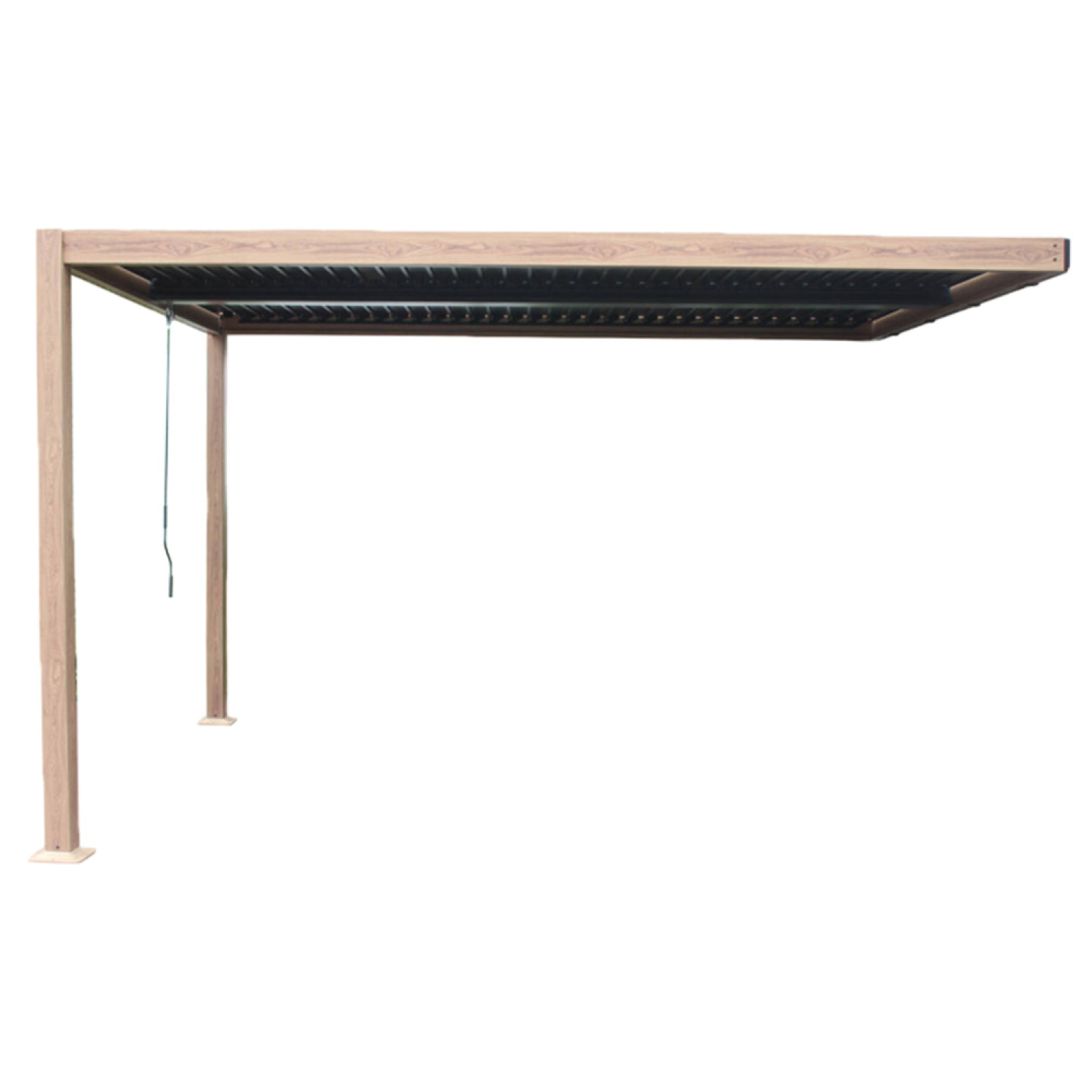 Pergola bioclimatique 4x3m adossée effet bois PANAGIA