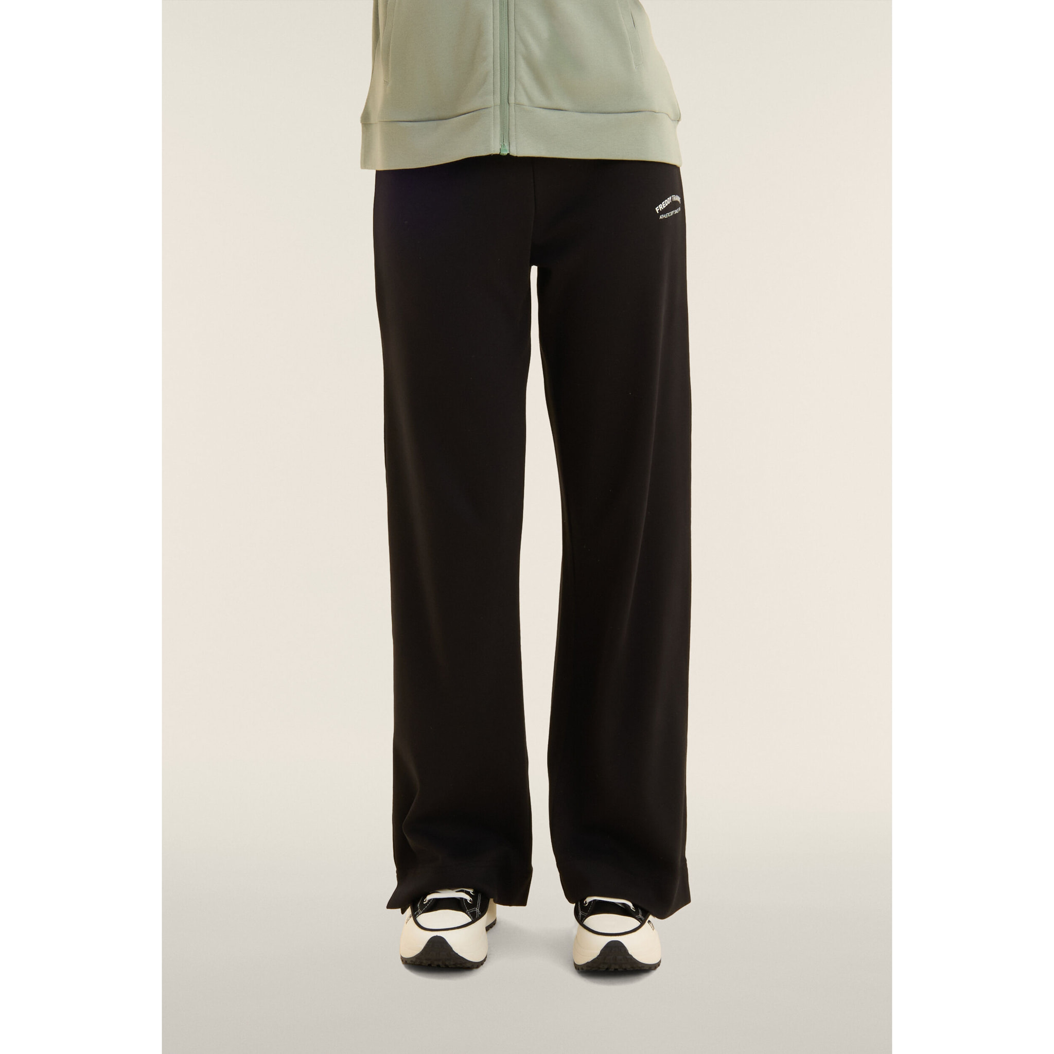 Tuta con zip e collo alto, pantaloni wide leg