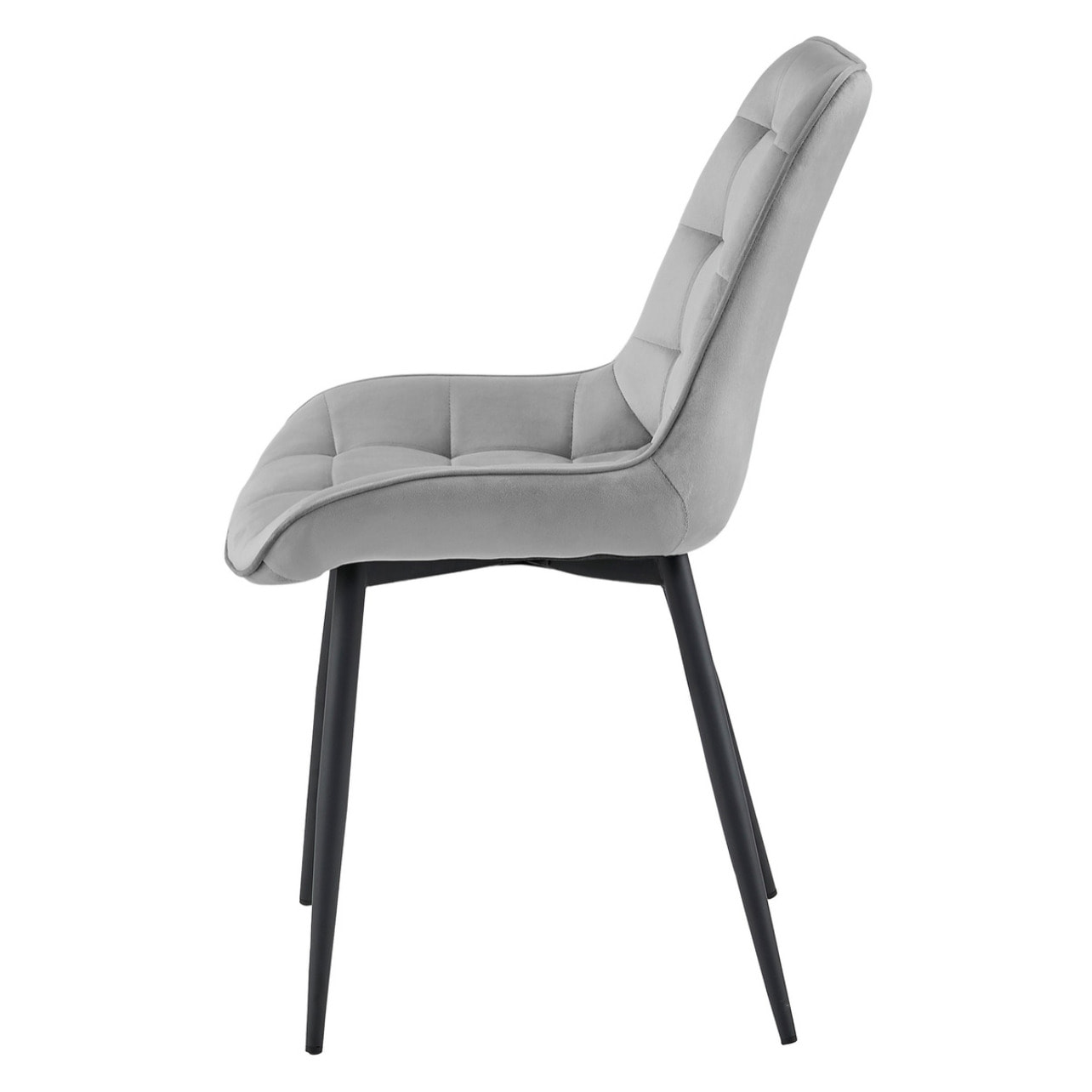 Set di 2 sedie Bera in velluto grigio argento con gambe nere