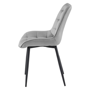 Set di 2 sedie Bera in velluto grigio argento con gambe nere