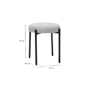 Tabouret bas empilable en tissu effet velours texturé beige et métal noir H41 cm KIKO