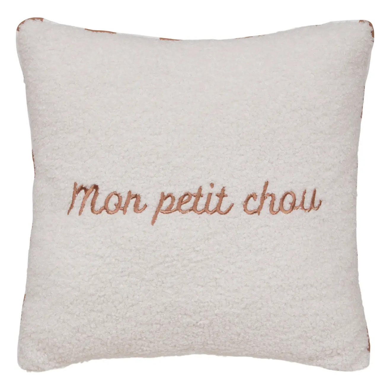 Coussin reversible bouclette/rayures Jaiko 40x40cm blanc et orange