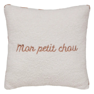 Coussin reversible bouclette/rayures Jaiko 40x40cm blanc et orange