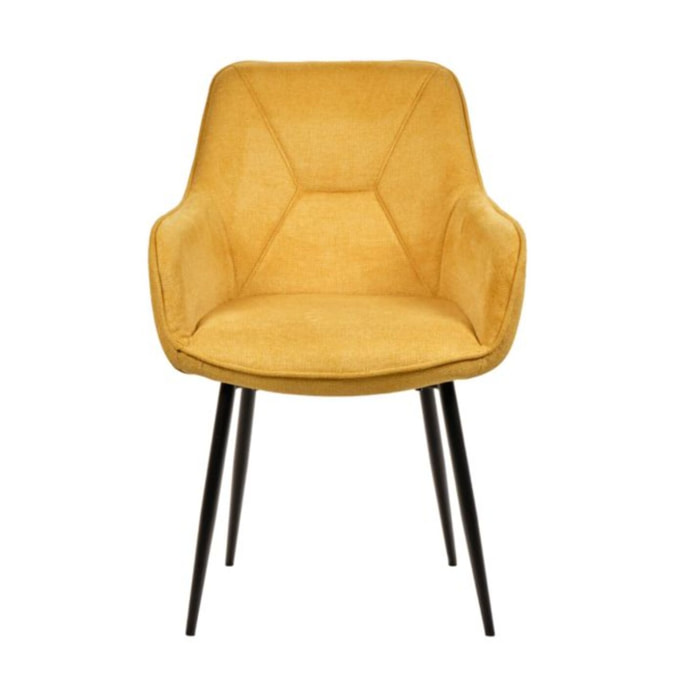 Chaise en tissu avec accoudoirs et pieds métal noir - MIKI