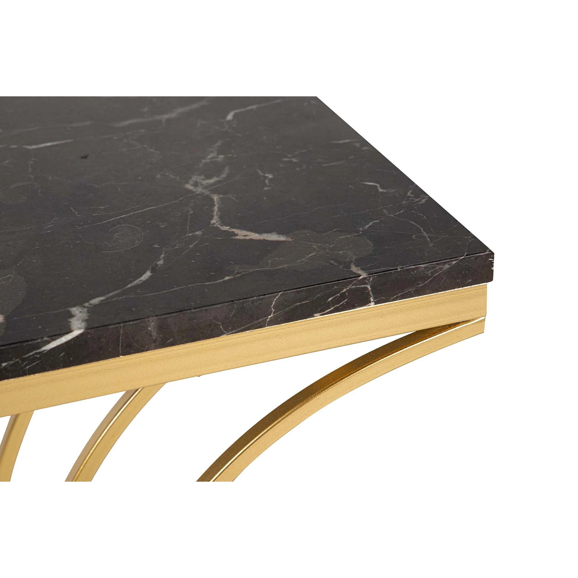 Consola Metal Marmol Negro 104x30x79 Cm