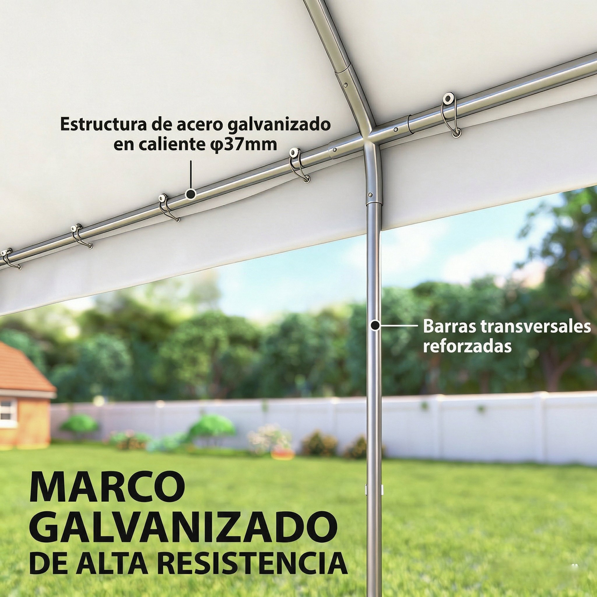 Carpa para Fiesta 4x6 m, Carpa de Jardín con Estructura Acero Galvanizado, Laterales Extraíbles, 2 Puertas con Cremallera, 6 Ventanas, UPF30+, Cenador Gazabo para Boda, Eventos, Gris y Blanco