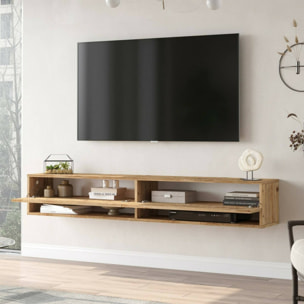 Mobile porta TV Dkechrid, Credenza da soggiorno, Armadio basso per TV, Base parete attrezzata, 180x32h29 cm, Quercia