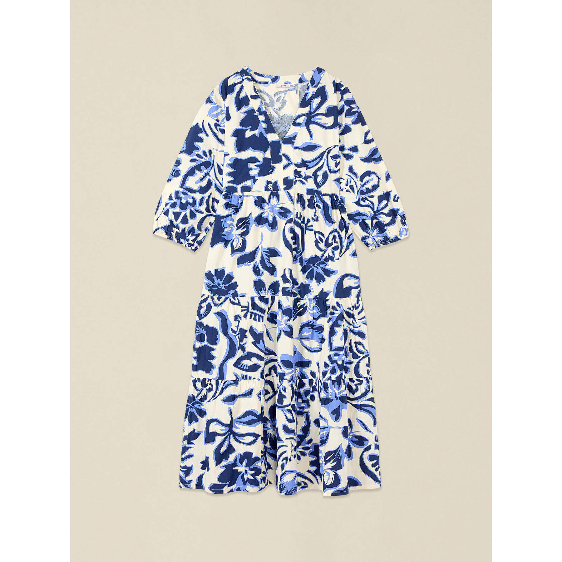 Oltre - Vestito lungo in cotone fantasia - Blu