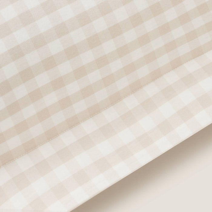 Funda cojín algodón cuadros Kimcuad color gris piedra